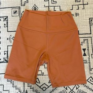 Athleta Rust Orange High-Waist Bike Shorts